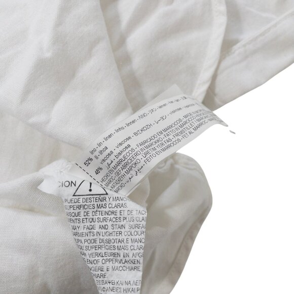 Zara White Button Down Short Sleeve Top SZ S Gold Buttons Front Pockets - Picture 11 of 11